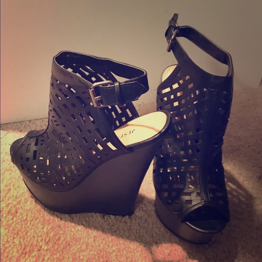 JustFab black wedges